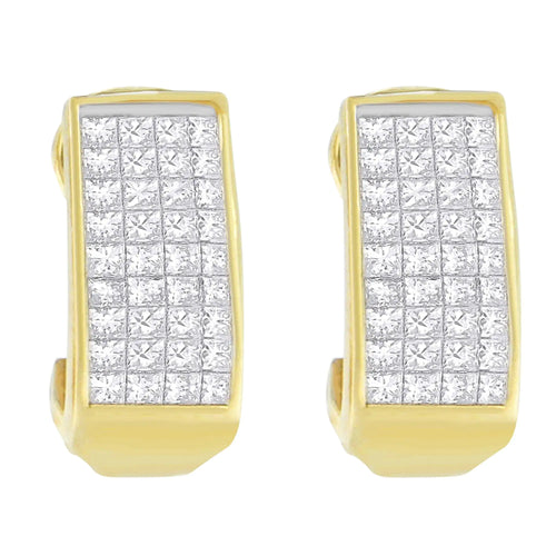 14K Yellow Gold 1 cttw Princess Cut Diamond Earrings (H-I, VS2-SI1)