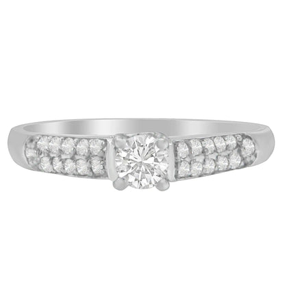 Anillo de oro blanco de 14 quilates con diamantes de talla redonda (0,37 cts, color HI, claridad SI2-I1)