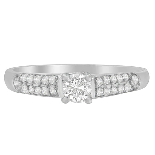 14K hvitt gull rundkuttet diamantring (0,37 cttw, HI Color, SI2-I1 Clarity)