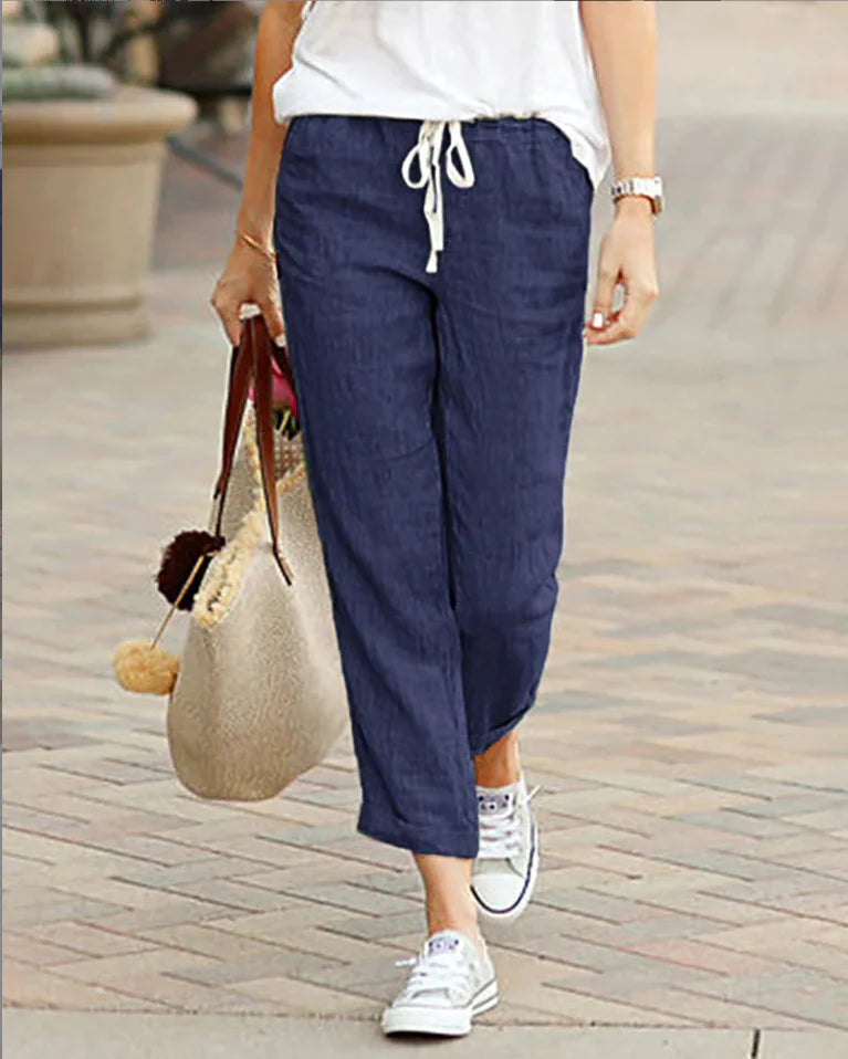 Women's Autumn Cotton Elastic Waist Pants