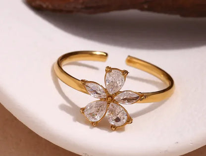 Zircon Flower Petal Ring