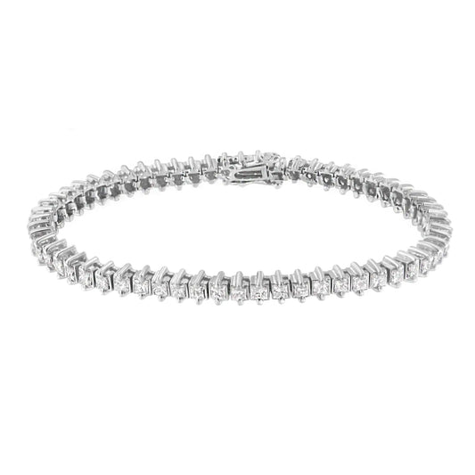 14K hvitt gull 5.0 Cttw Clarity Enhanced 2-pinnesett Princess-Cut Diamond Tennis Armbånd (HI Color, I1-I2 Clarity)