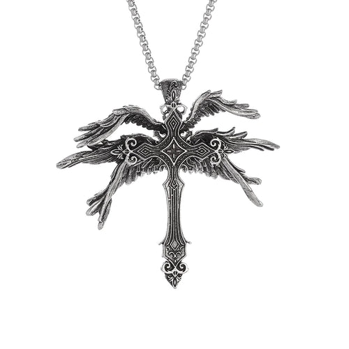 SilverWinged Cross Necklace