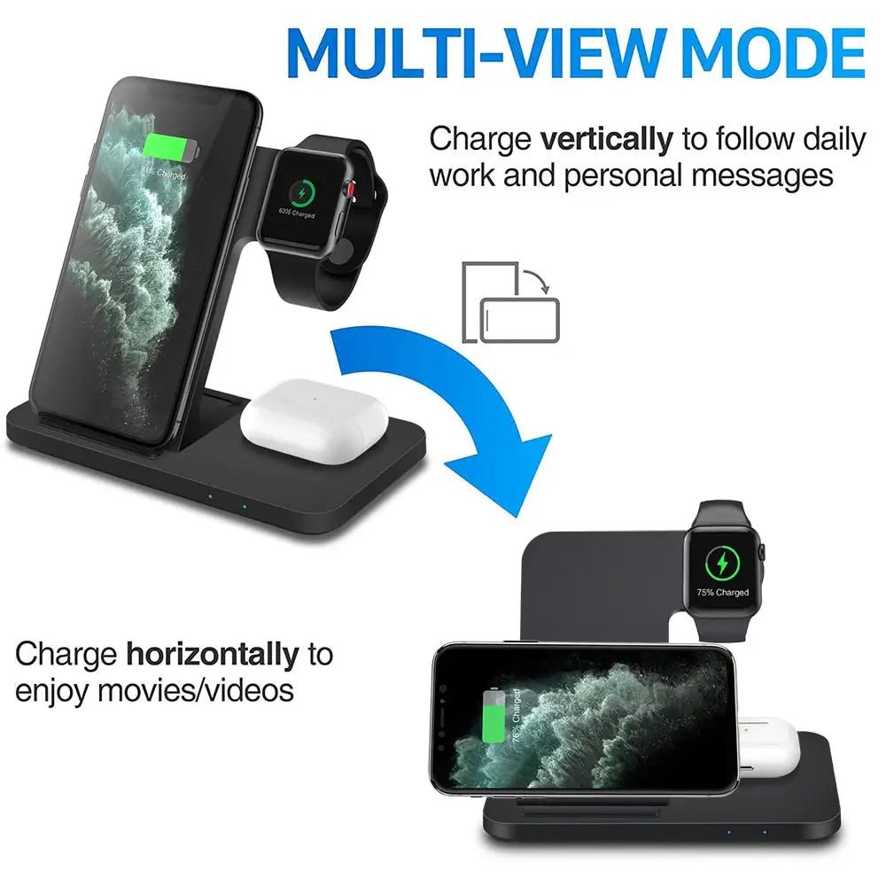 3In1 Wireless Fast Charger Dock Station