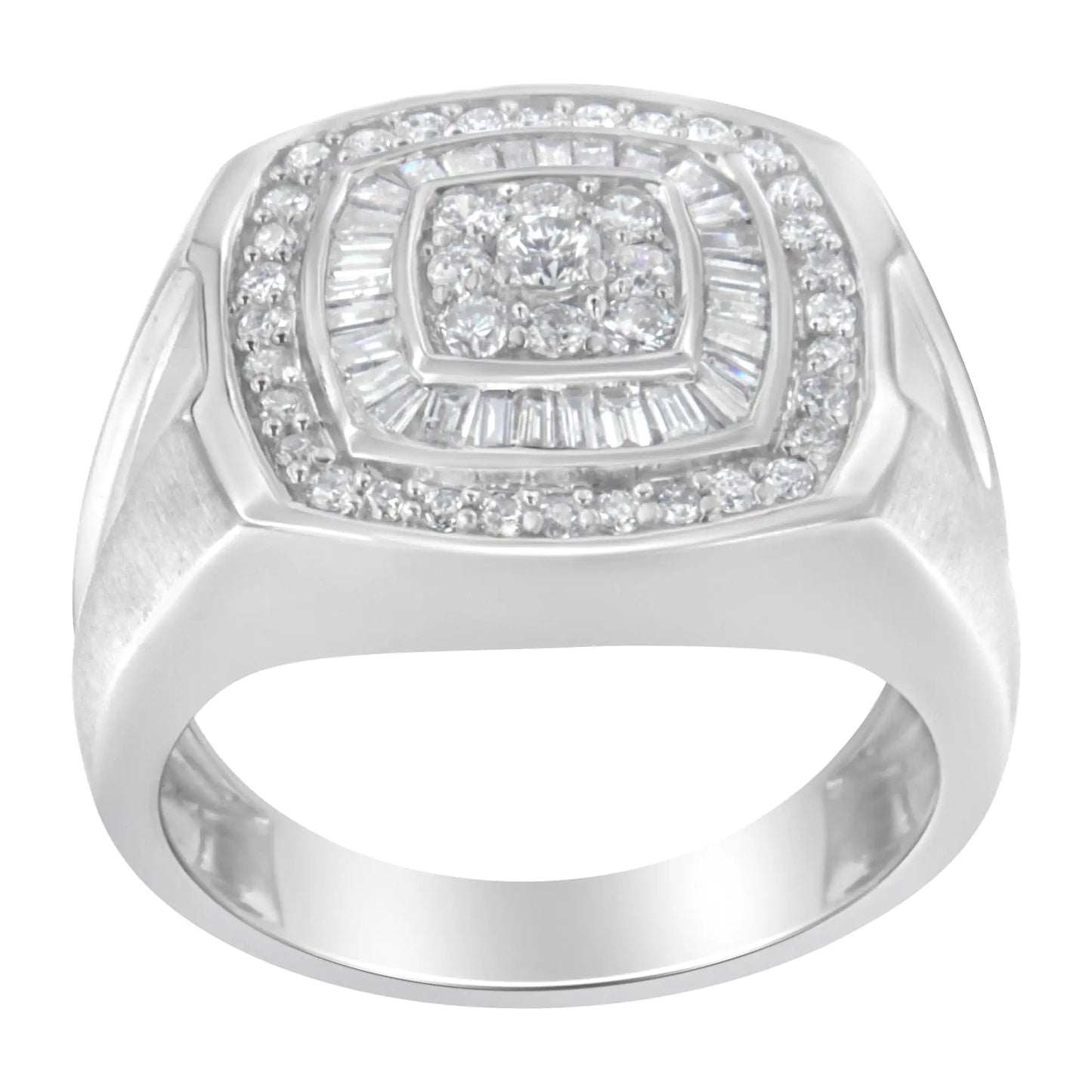 14K White Gold Men's Diamond Band Ring (1 cttw, H-I Color, SI1-I2 Clarity)