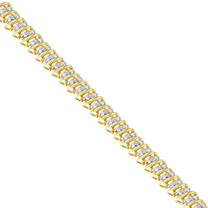 10K Yellow Gold Round Cut Diamond S-Curve Bracelet (1.00 cttw, J-K Color, I2-I3 Clarity)