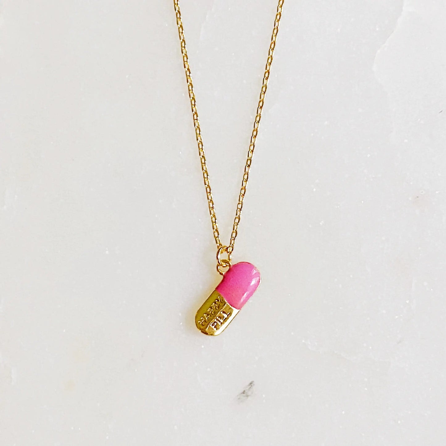 Happy Pill Pendant Necklace