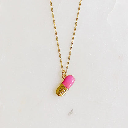 Happy Pill Pendant Necklace