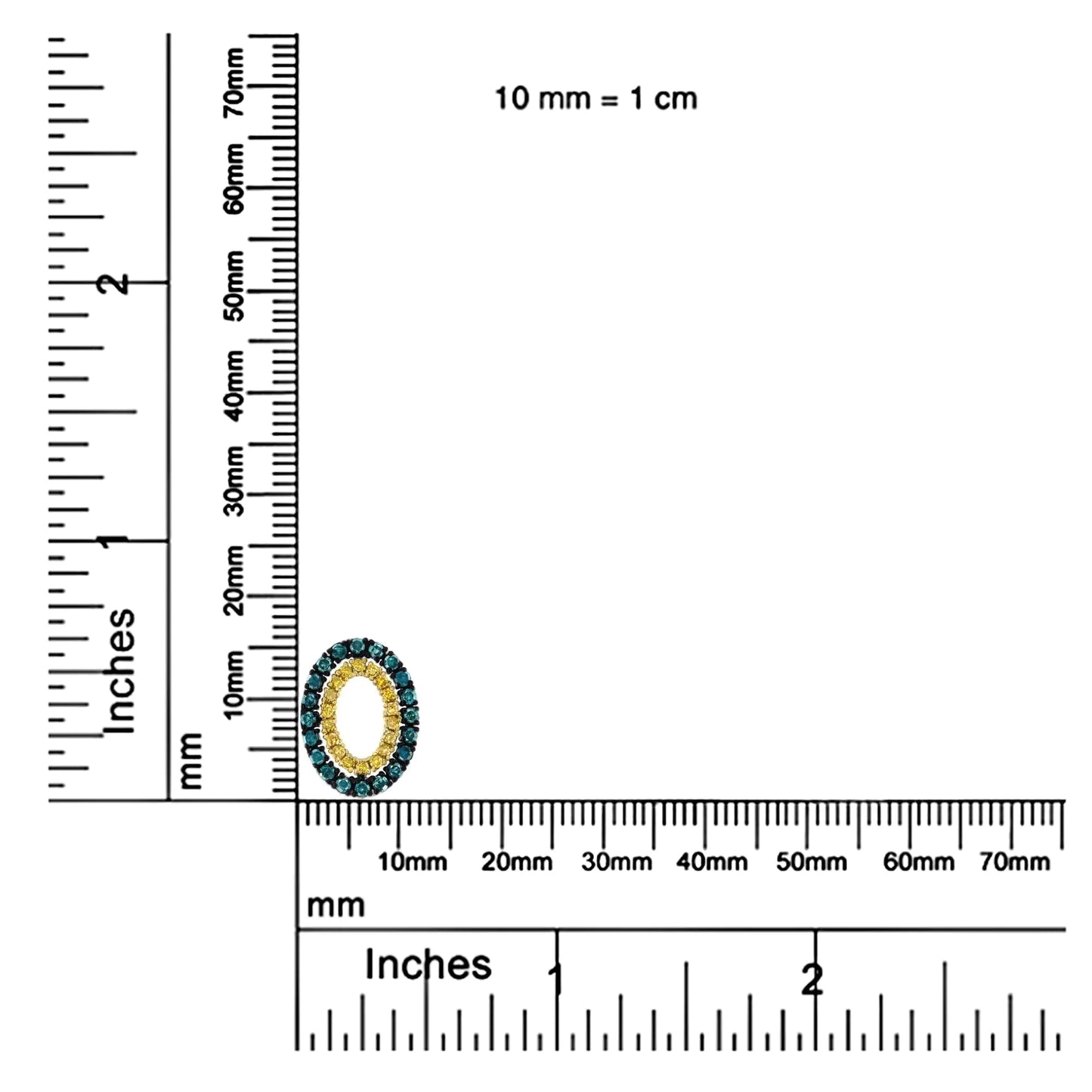 14K gult gullbelagt sterlingsølv 1/2 Cttw fargebehandlet diamant dobbelt oval 18" anhengskjede (blå farge, I2-I3 klarhet)