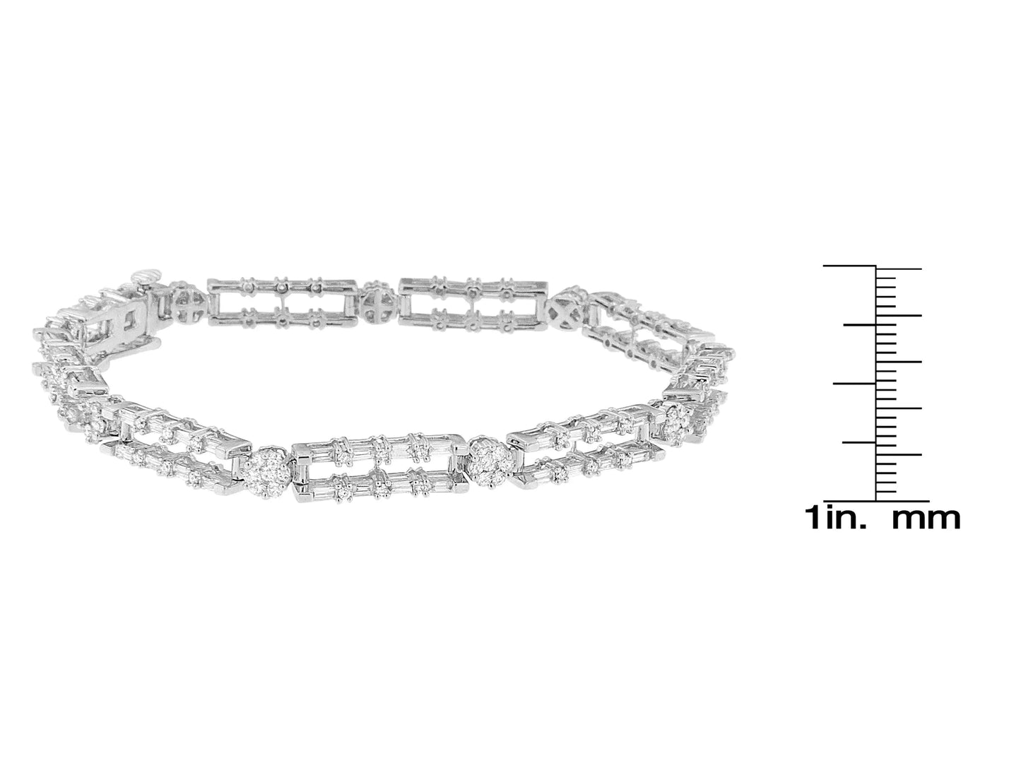 14K White Gold Round and Baguette-Cut Diamond Bracelet (2.75 cttw, H-I Color, SI1-SI2 Clarity)