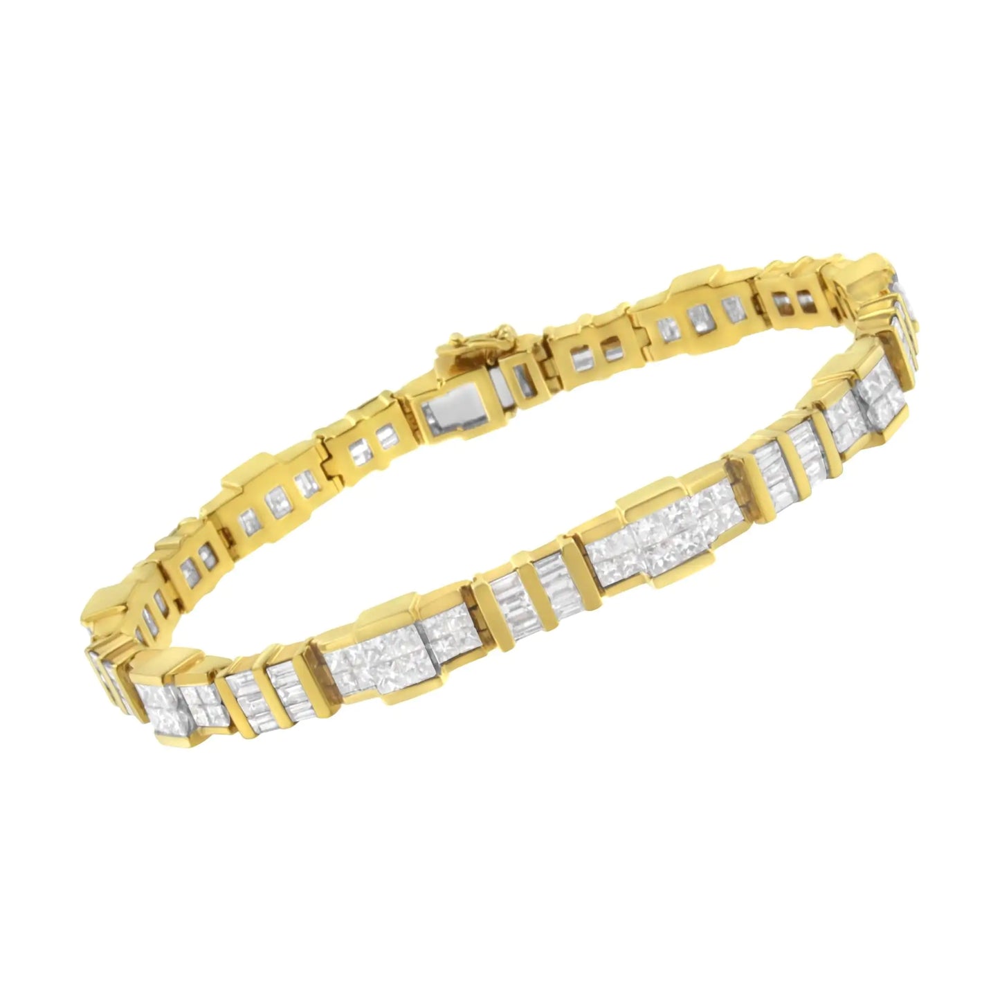 14K gult gull baguette og prinsessekuttet diamantarmbånd (8,30 cttw, HI Color, SI1-SI2 Clarity)