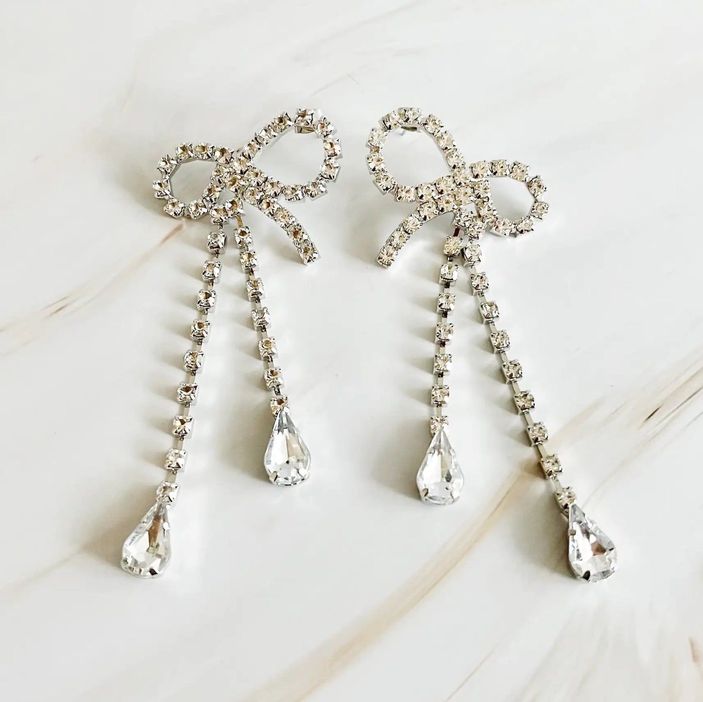 Crystal Bow Drop Earrings