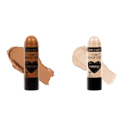 wet n wild MegaGlo Makeup Stick, byggbar farge, allsidig bruk, Cruelty-Free &amp; Vegan - Call Me Maple and Conceal and Contour Neutral Follow Your Bisque,1 Unce (Pack of 1),807 Bundle Makeup Stick + Stick, Follow Your Bisque