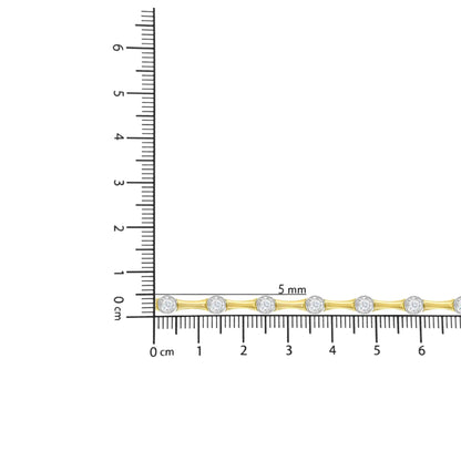 10K kollase kullaga välguga 0,925 sterlinghõbedane 1,0 Cttw imekomplekt, ümara lõikega teemantraamiga stiilis lingi käevõru (IJ värv, I1-I2 selgus) – 7 tolli