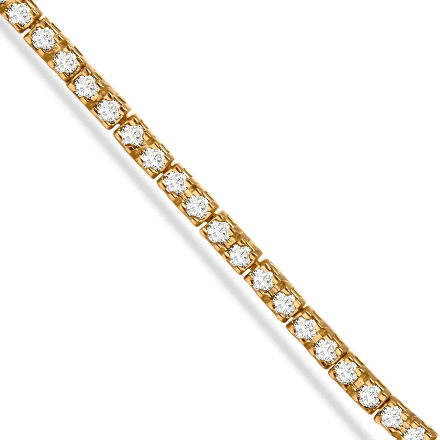 Pulsera de tenis de 18 cm con diamantes color champán de 2,0 quilates y plata de ley 925 bañada en oro amarillo de 10 quilates (color champán, claridad I3)