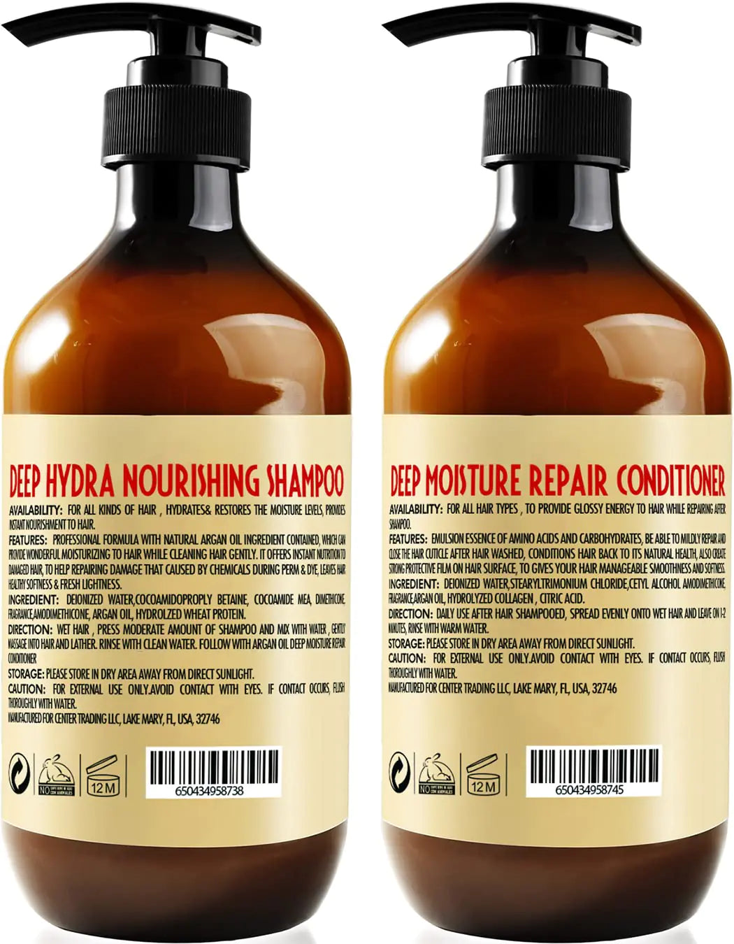 Set de champú y acondicionador con aceite de argán - Cuidado marroquí sin sulfatos con queratina - Para cabello rizado, liso, seco y dañado - Hidratante, antifrizz y tecnología de salón