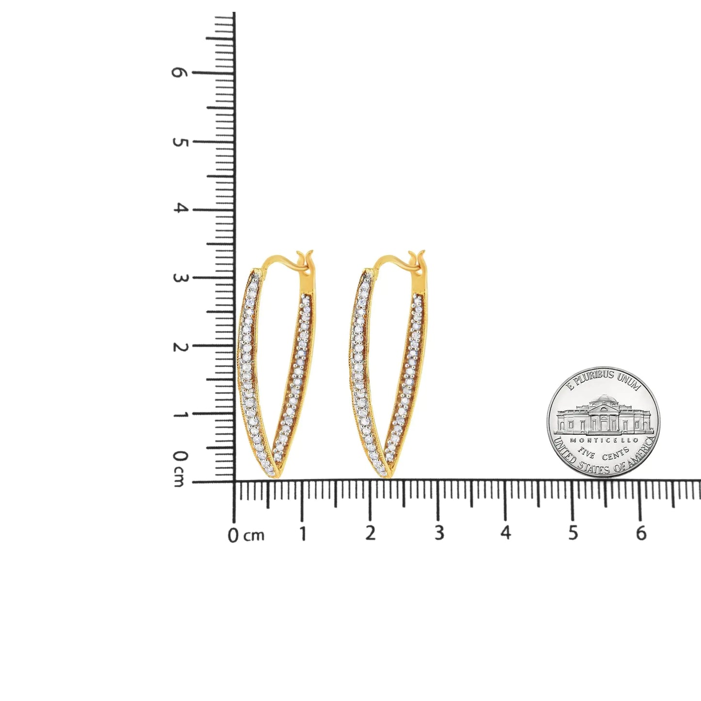 14K gult gull 1/2 Cttw Diamond Inside Out Hoop øredobber for kvinner (IJ-farge, I2-I3 Clarity)