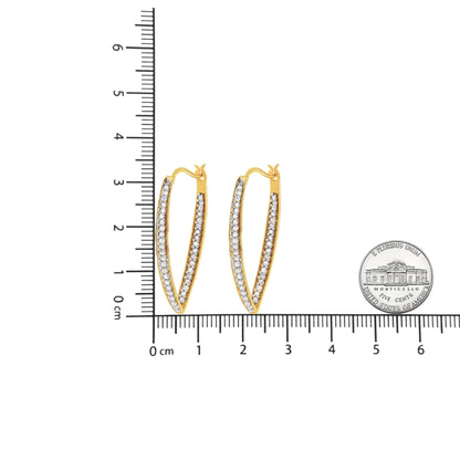 14K 黄金 1/2 克拉钻石内外环状耳环（IJ 颜色，I2-I3 净度）