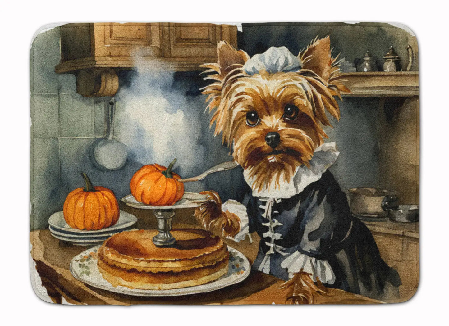 Yorkie Fall Kitchen Pumpkins mäluvahuga köögimatt