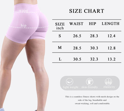 Unthewe Womens Workout Seamless Crunch Butt Lifting Shorts Høyt midjet Magekontroll Gym Yoga Shorts #2 Baby Pink Small