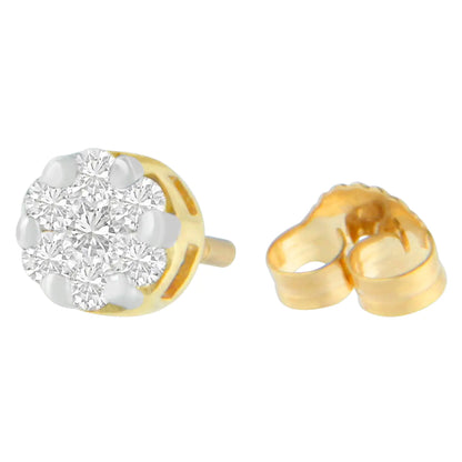 Aretes de oro amarillo de 14 quilates con diamantes de talla redonda de 1/2 ct (HI, SI2-I1)