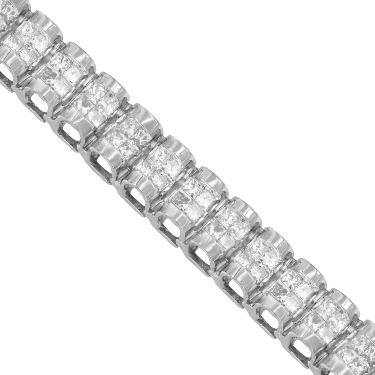 14K White Gold 3.0 Cttw Princess Cut Quad Invisible Set Tennis Bracelet (H-I Color, SI2-I1 Clarity) - 7”