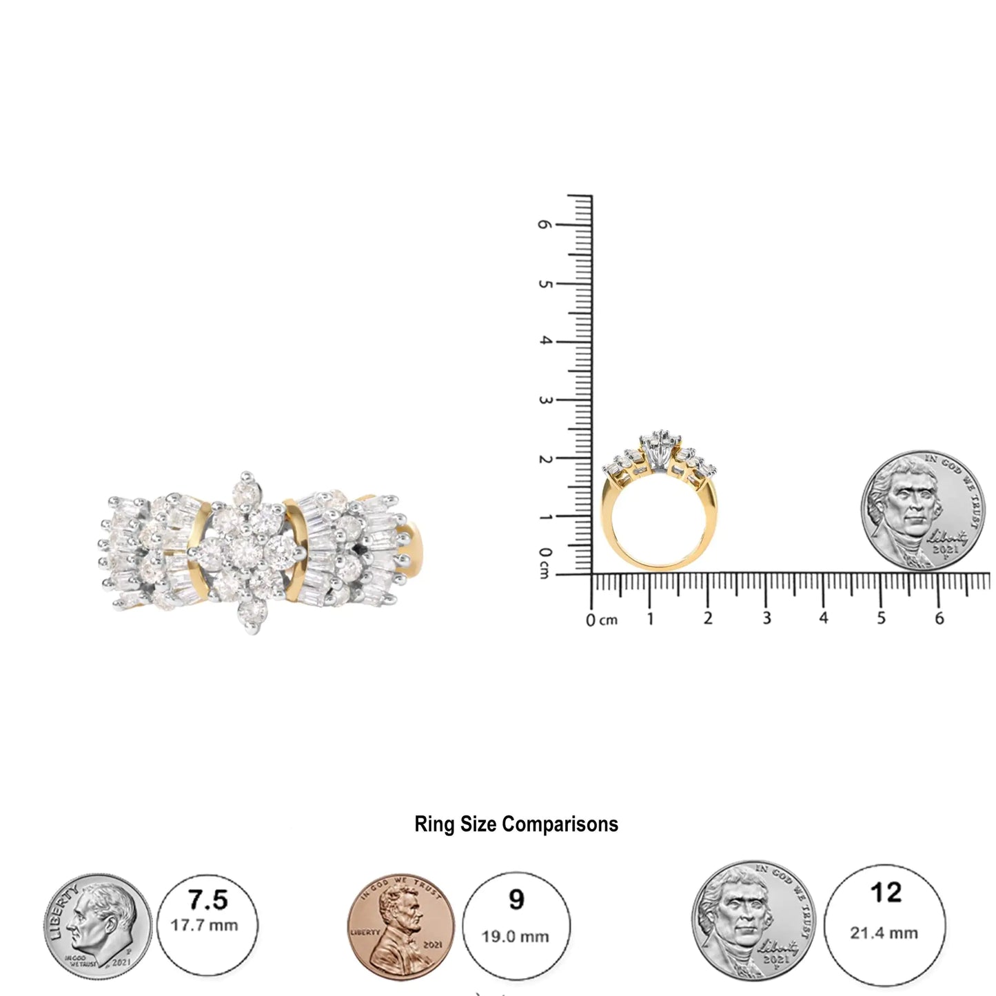 10K gult gull 1,00 Cttw Diamond Starburst-ringbånd (HI-farge, I1-I2-klarhet)