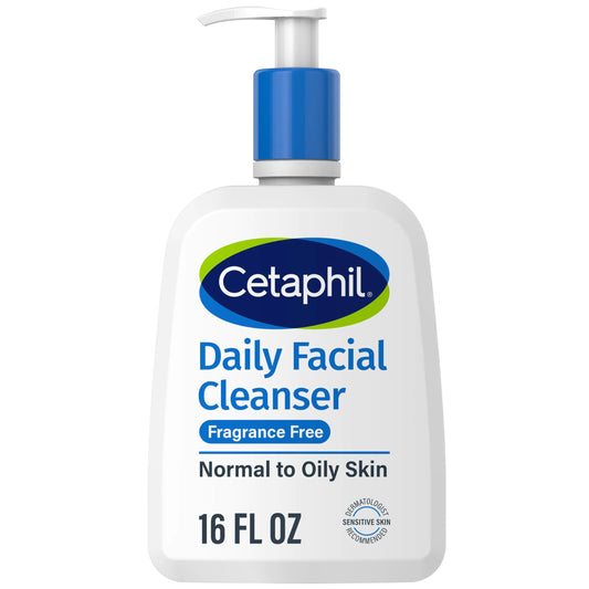 Ansiktsvask fra CETAPHIL, daglig ansiktsrens for sensitiv, kombinert til fet hud, NY 16 oz, parfymefri, skånsom skummende, såpefri, hypoallergen uparfymert 16 Fl Oz (pakke med 1)