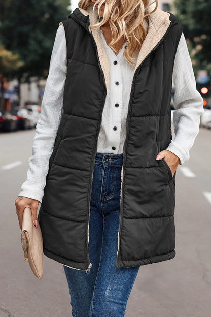 Double-Sided Hooded Cotton Jacket Vest