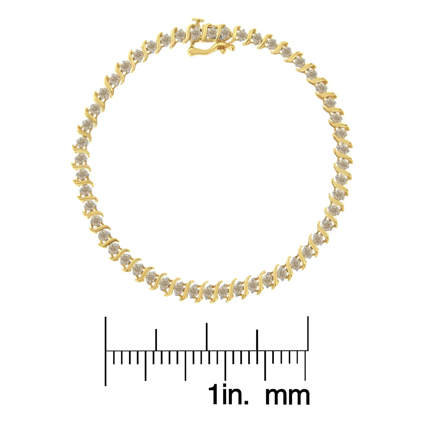 2Micron 10KT Yellow Gold Plated Sterling Silver Diamond S-Link Bracelet (2 cttw, J-K Color, I2-I3 Clarity)