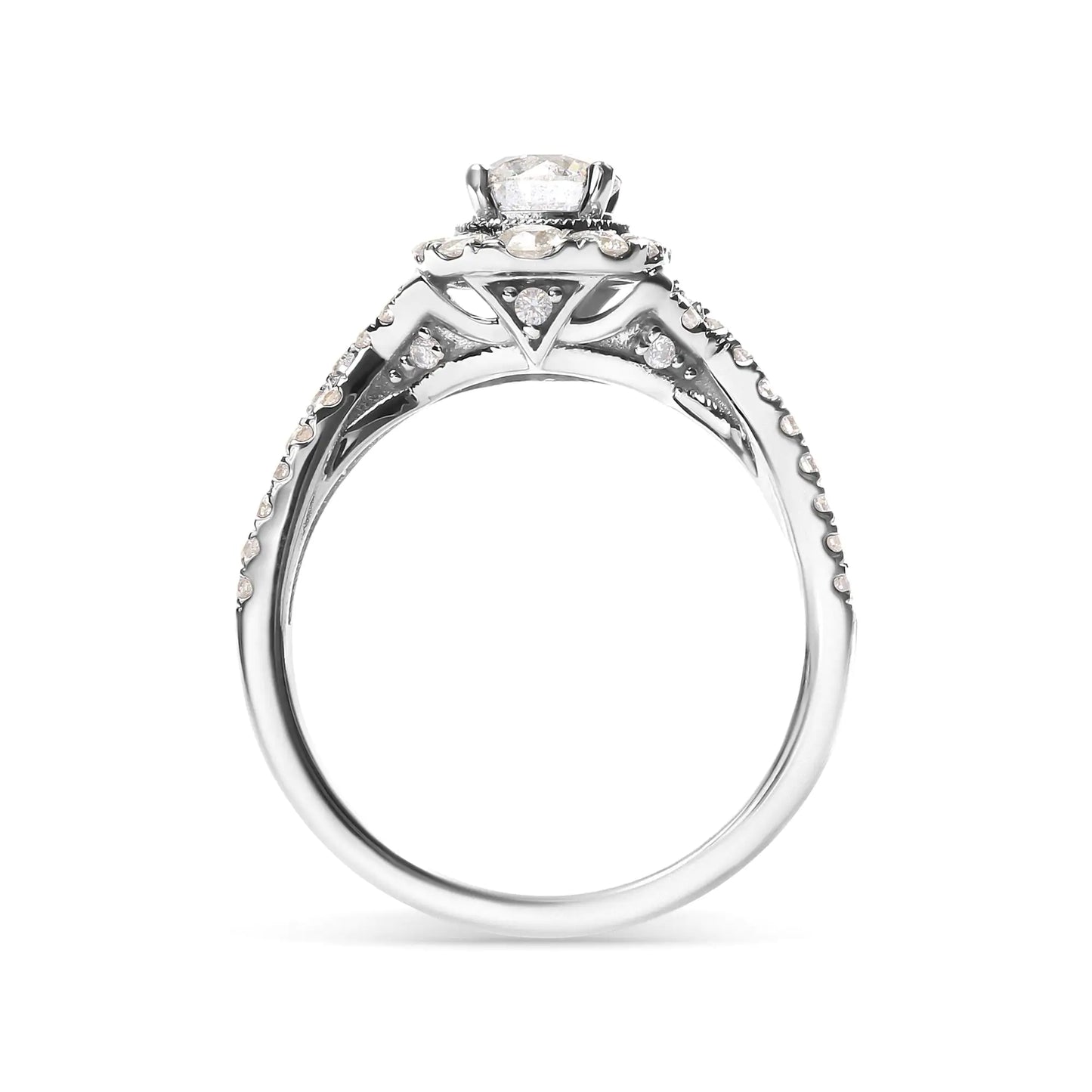 14 k hvitt gull GIA-sertifisert 1 1/5 Cttw diamant oval haloformet forlovelsesring (GH-farge, SI1-SI2 klarhet) - ringstørrelse 7