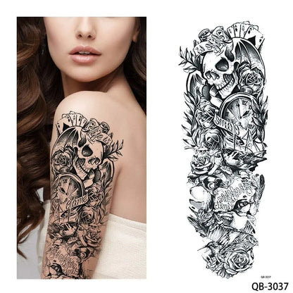 5 pegatinas temporales grandes para tatuajes corporales, para brazo, para hombre y mujer, resistentes al agua, de EE. UU.