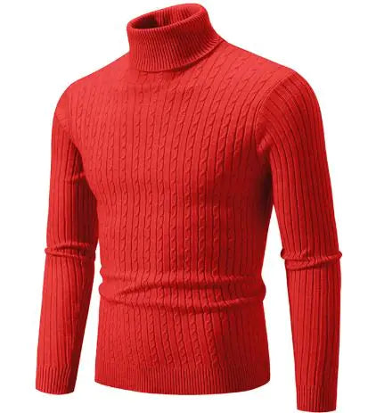 Strikket genser med turtleneck for menn