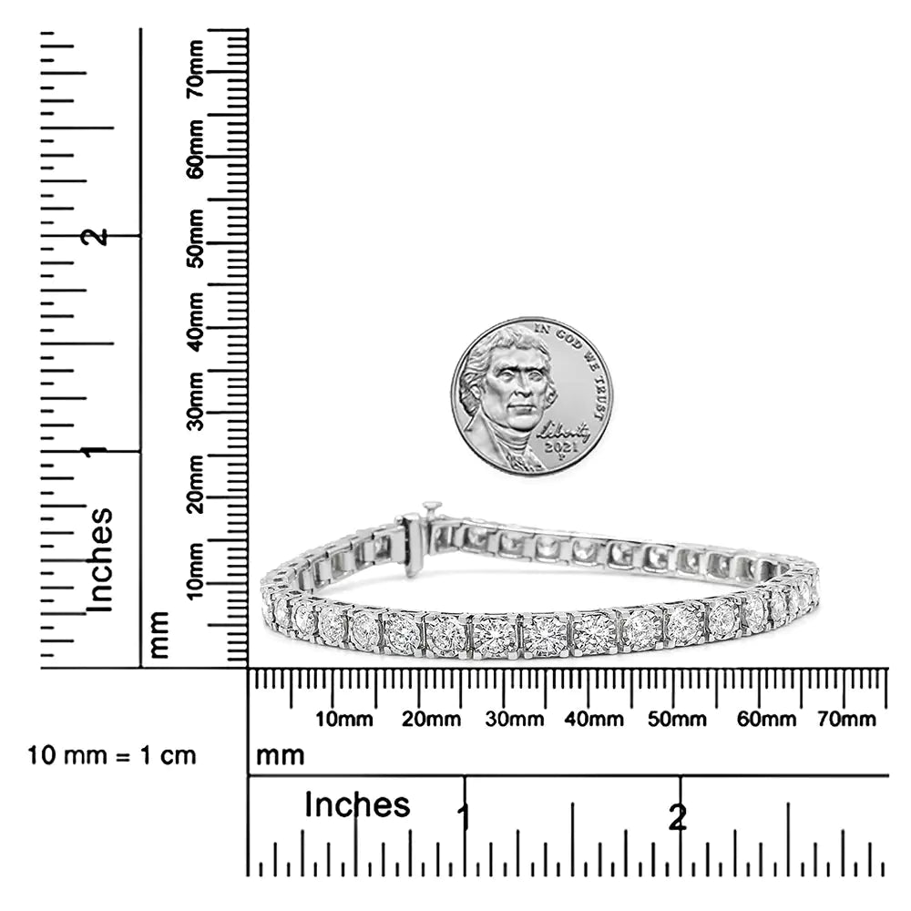 14K 白金 5.0 克拉奇迹套装圆形切割实验室培育钻石幻觉 7 英寸网球手链（FG 颜色，VS2-SI1 净度）