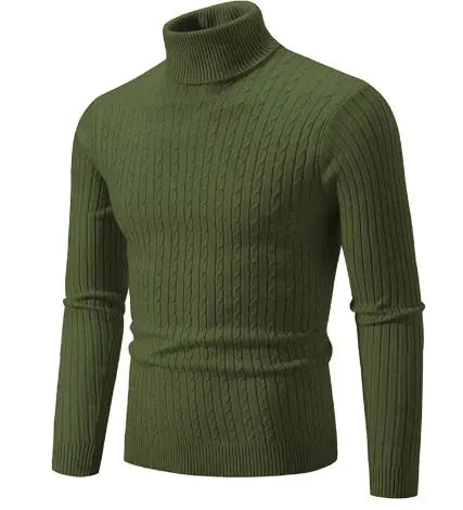 Strikket genser med turtleneck for menn