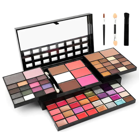 Set de maquillaje de 74 colores: brillo de labios, rubor, sombra de ojos y paleta de iluminadores