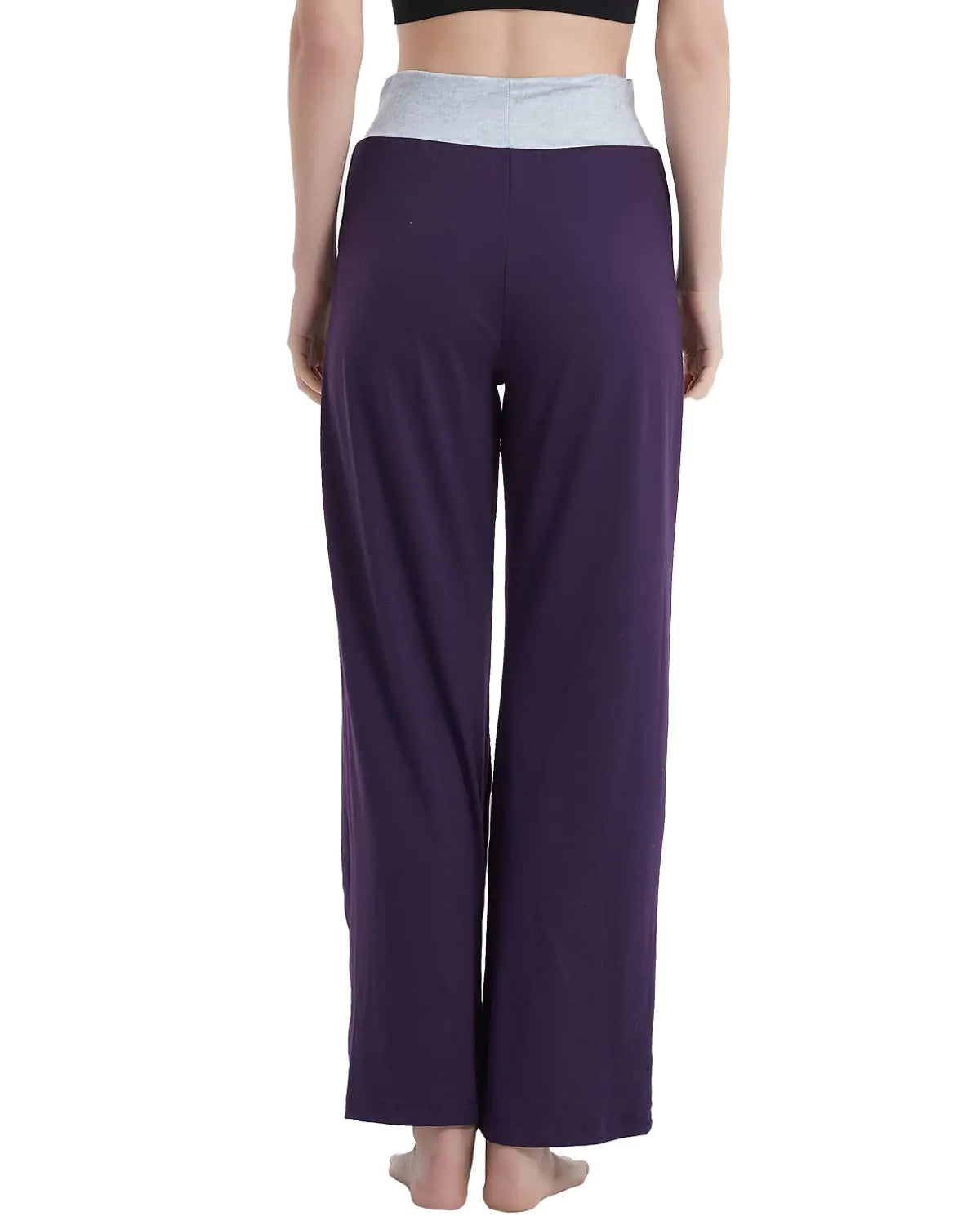 NEWCOSPLAY Women's Comfy Pajama Pants Casual Drawstring Palazzo Lounge Wide Leg Pants Pure-purple Small