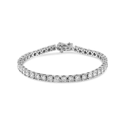 Pulsera de tenis de plata de ley 925 con placa milagrosa de diamantes de 3,0 quilates engastados con ilusión (color IJ, claridad I3) - 18 cm