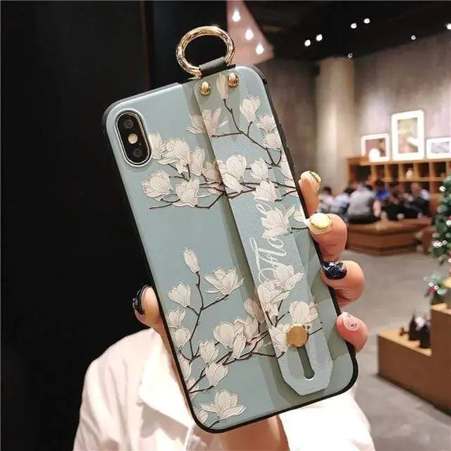 Funda para iPhone con flores azules