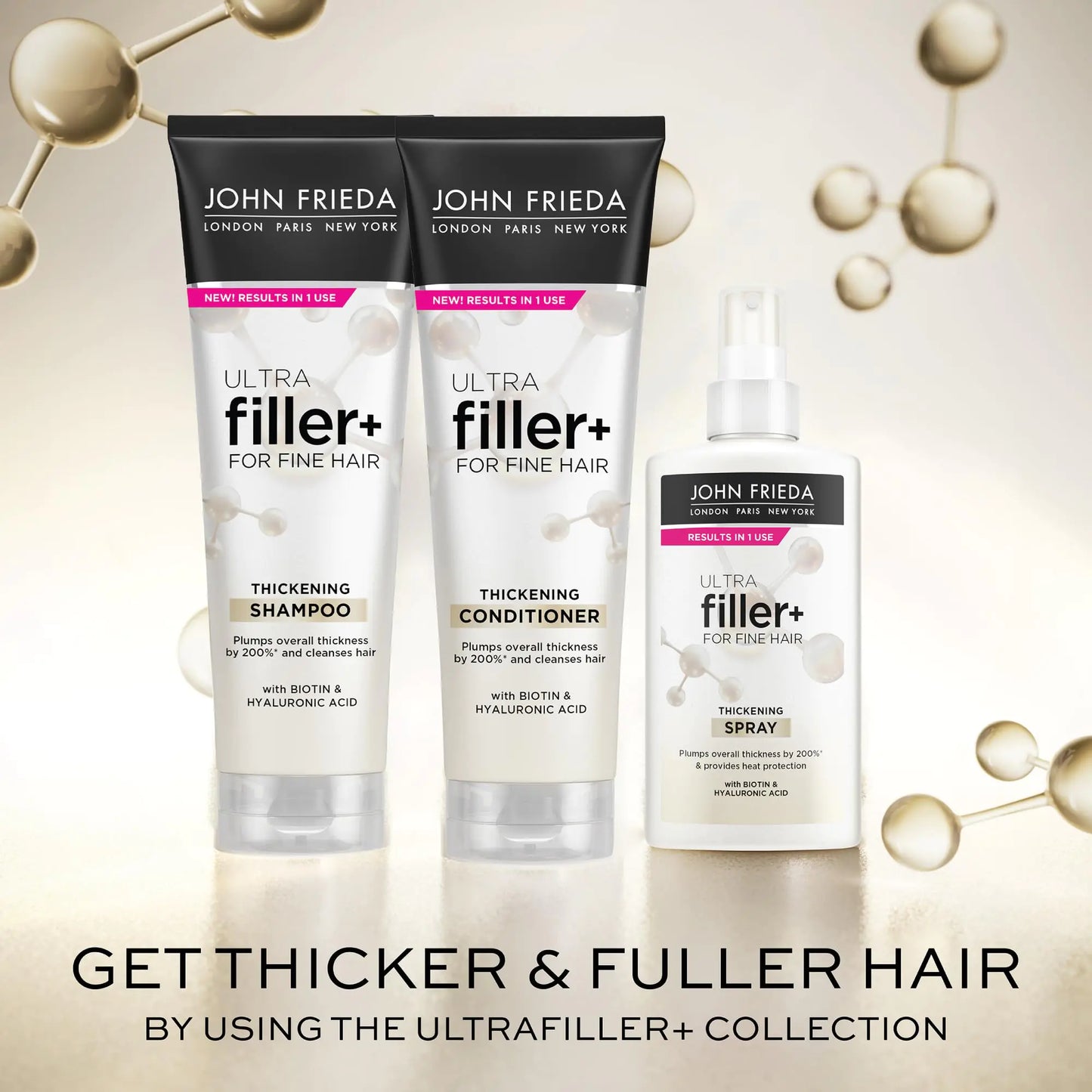 John Frieda ULTRAfiller+ for fint hår, volumgivende, biotin og hyaluronsyre hårfortykningsspray, 5 Oz