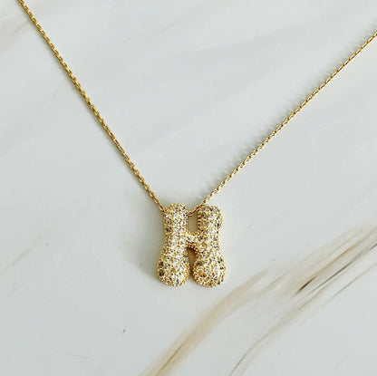 Crystal Bubble Initial Necklace