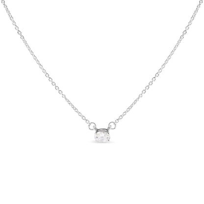 14K White Gold 1/4 Cttw Lab Grown Oval Solitaire Diamond East West 18" Pendant Necklace (G-H Color, VS2-SI1 Clarity)