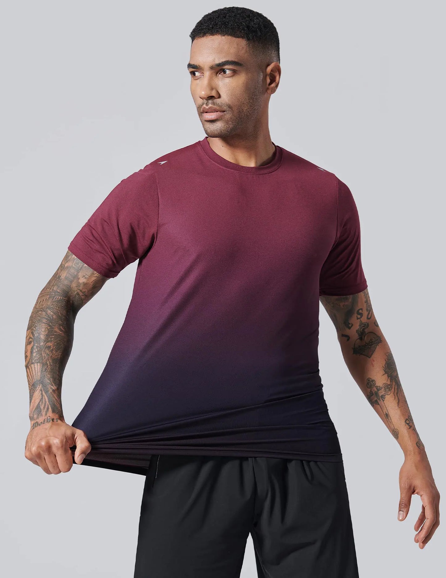 5 Pack Men’s Active Quick Dry Crew Neck T Shirts | Athletic Running Gym Workout Short Sleeve Tee Tops Bulk Light Gray/Gradient Red/Blue/Charcoal/Black Large