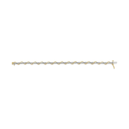 10k Two-Tone Gold 1/2 Cttw Diamond Spiral Over Link Bracelet (I-J Color, I2-I3 Clarity) 7" Inches