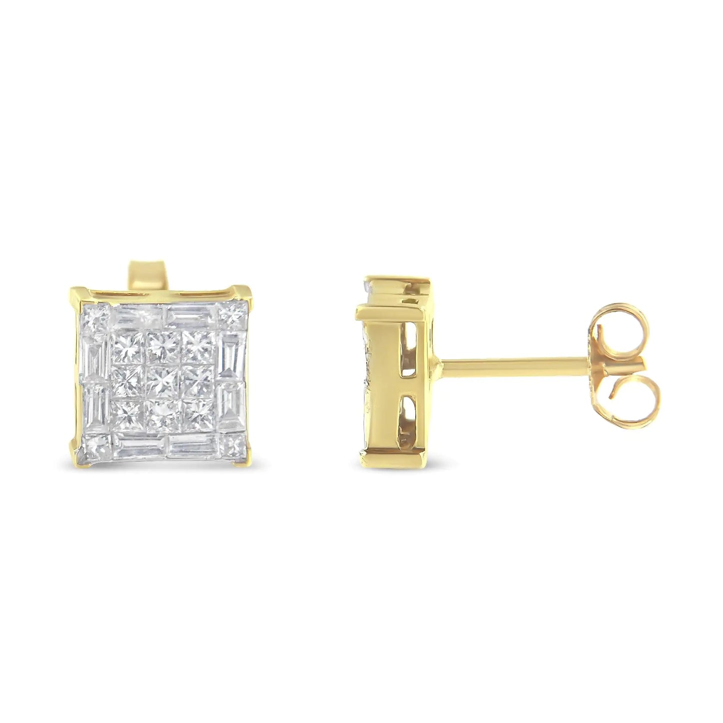 10KT Yellow Gold Diamond Stud Earrings (1 cttw, I-J Color, SI2-I1 Clarity)