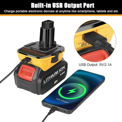 Adaptador convertidor DCA1820 de 2 x 18 V a 20 V máx. para batería de iones de litio DEWALT de 20 voltios