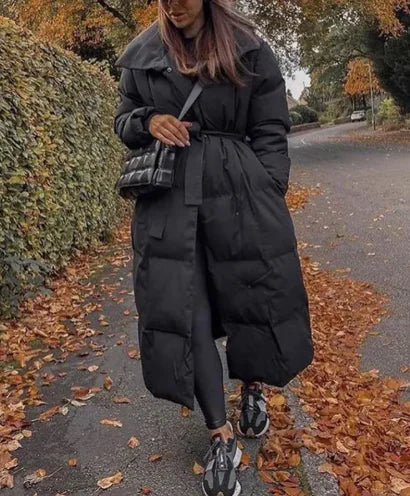 Women's Oversized Fashion Parka with Covered Buttons