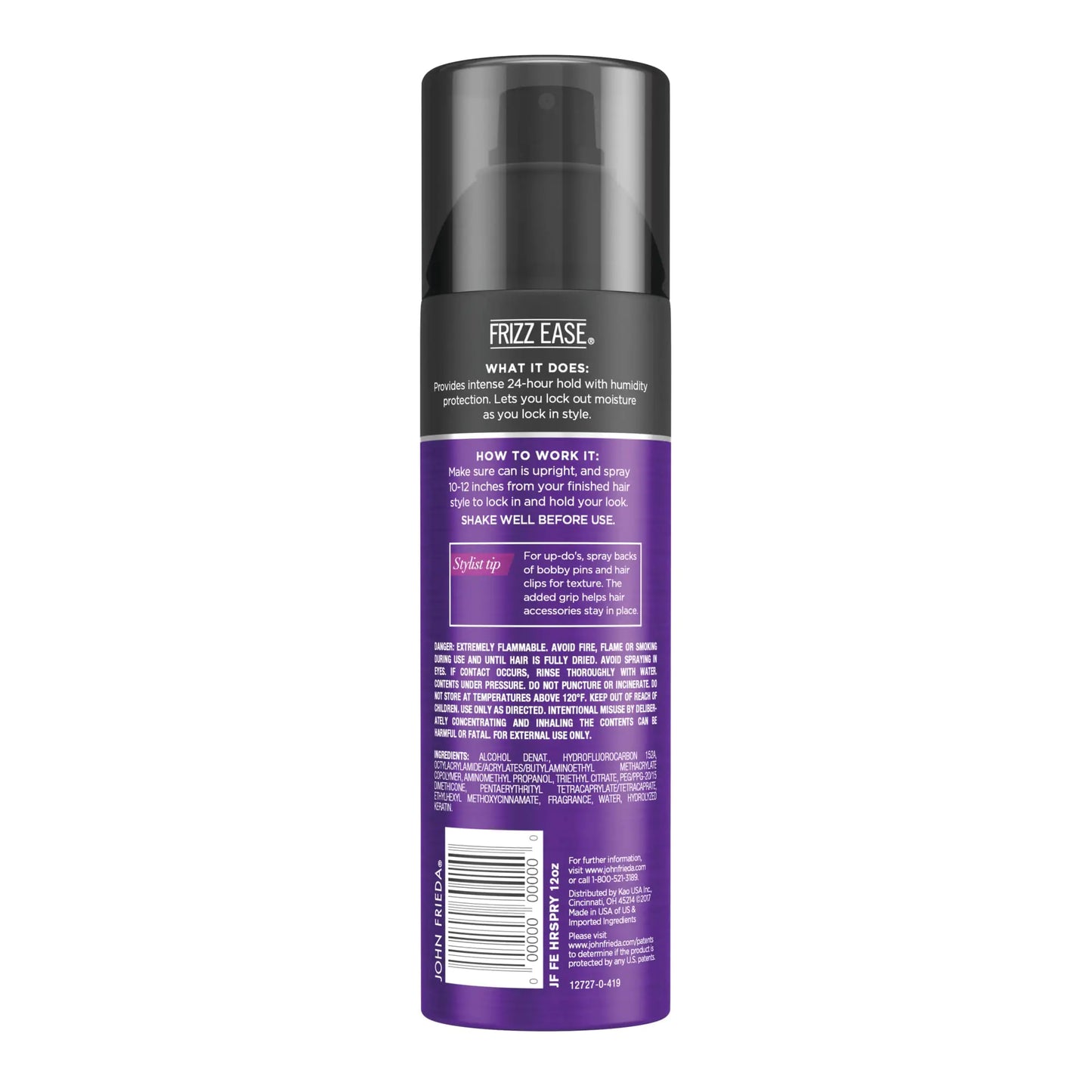 John Frieda Anti Frizz, Frizz Ease Firm Hold juukselakk, niiskusevastane juuksesprei, 24-tunniseks hoidmiseks, 12 untsi, pakis 2 12 untsi (2 tk)