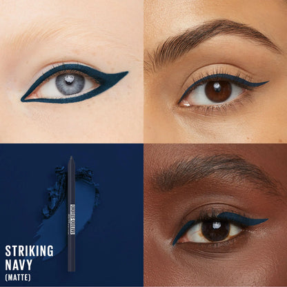 Maybelline TattooStudio kauakestev teritav silmapliiats, libiseb siledatel geelpigmentidel 36-tunnise kulumisajaga, veekindel, silmatorkav merevärvi, 1 arv 920 STRIKING NAVY 0,04 untsi (1 tk)