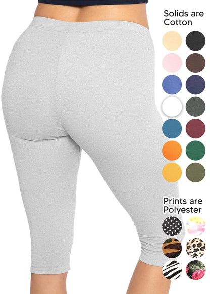 Women's and Plus Size Knee-Length and Ankle Length Leggings | X-Small- 7X Adult Knee Length Small Heather Gray